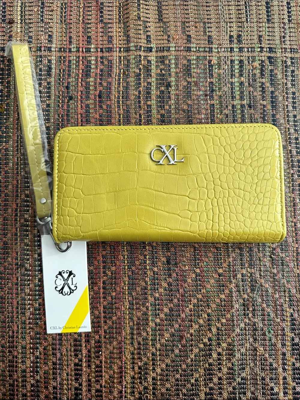 CXL by Christian Lacroix Kara Croco Zip Around Wristlet Wallet Moss NWT